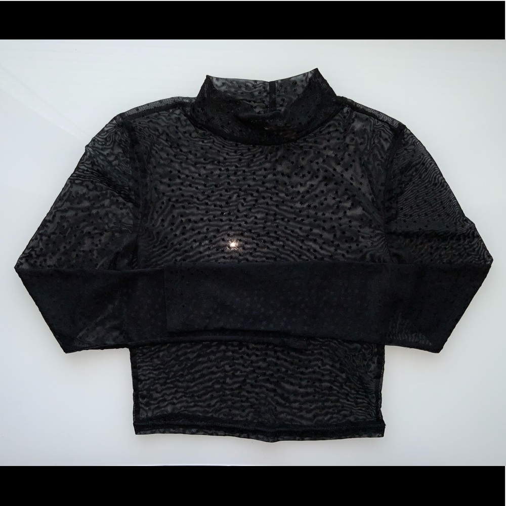 Mesh log sleeve mock neck with stars